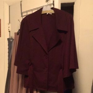 Jones Studio dark cherry wine jacket with a belt XL